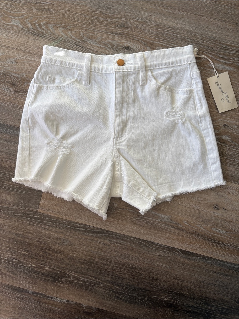 Universal Thread White Frayed Hem Denim Shorts